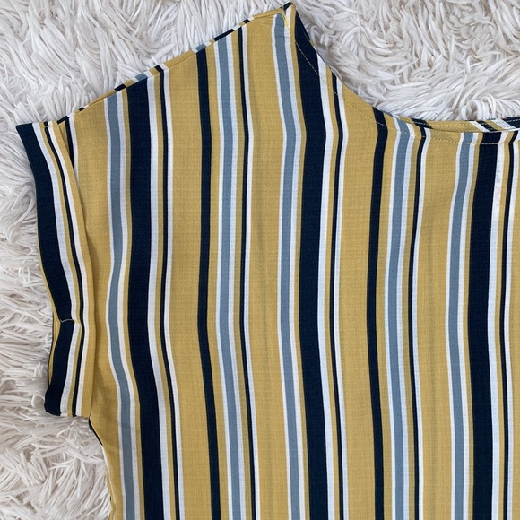 Lara Fashion Striped Linen-Look Top 💗 Gold Navy & White - Picture 5 of 13